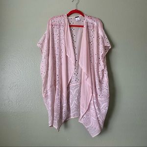 J. Crew Pink Eyelet Kimono